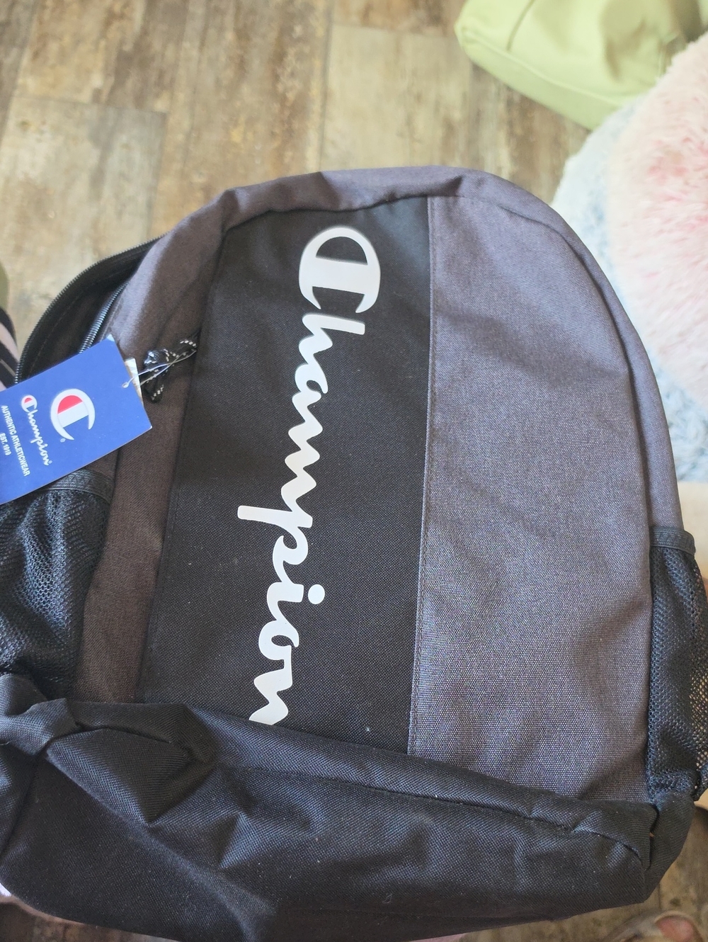 Champion Black and Gray Script Logo Backpack